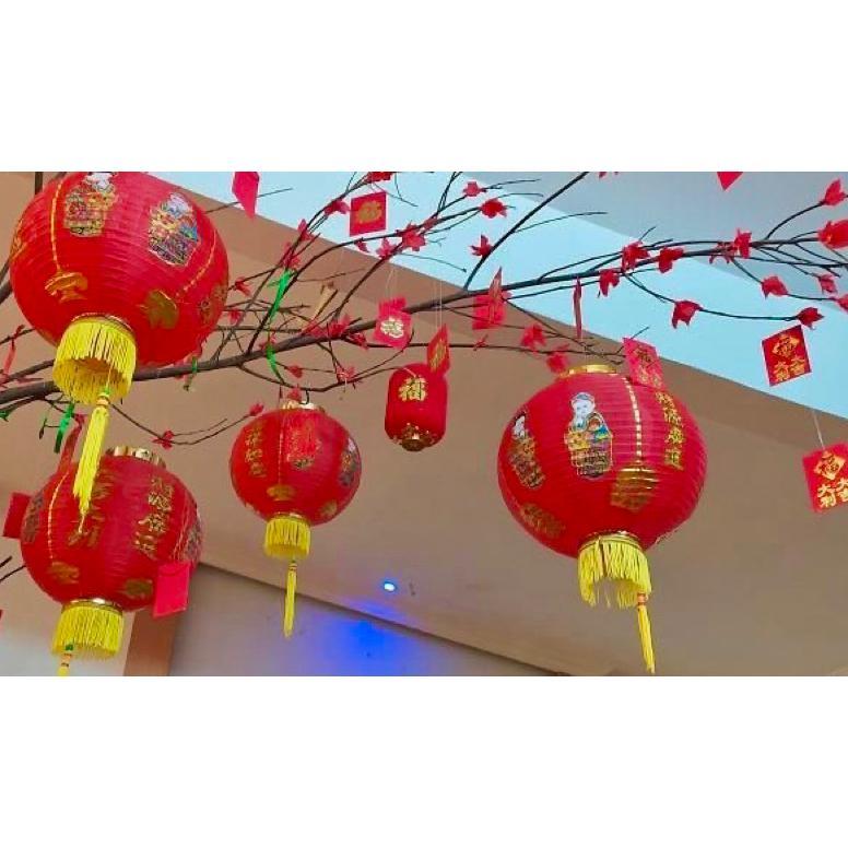 Lampion Imlek 35Cm 14 Inch Motif Anak Kongsi Kain China Dekorasi Tahun Baru Cina Lantern Lampion Mer