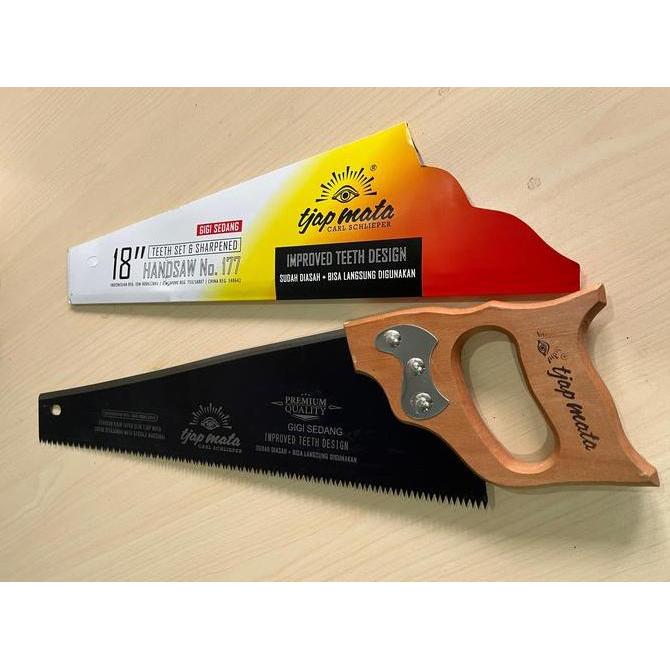 TJAP MATA Gergaji Cap Mata GG Kayu 18inc Gergaji Kayu Tajam Handsaw Cap Mata dengan 18 Gigi dan Desa