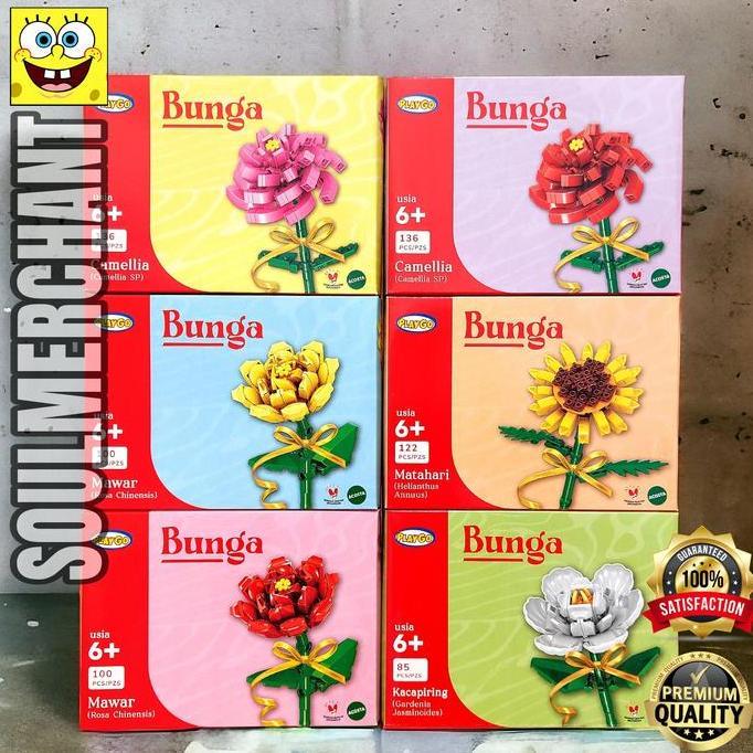 PLAYGO BUNGA MATAHARI CAMELLIA MAWAR - MAINAN LEGO BRICK VALENTINE DAY