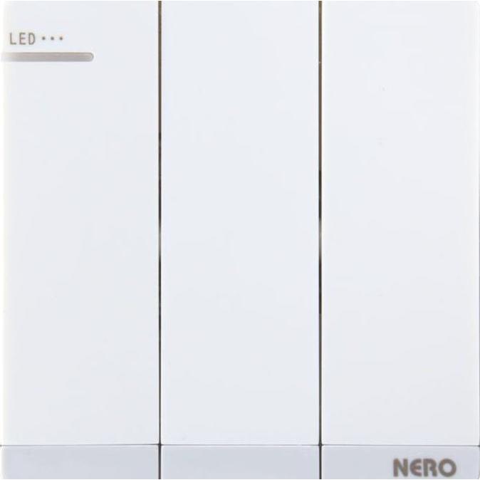 Saklar triple lampu LED nero decora putih. Saklar triple LED decora ready