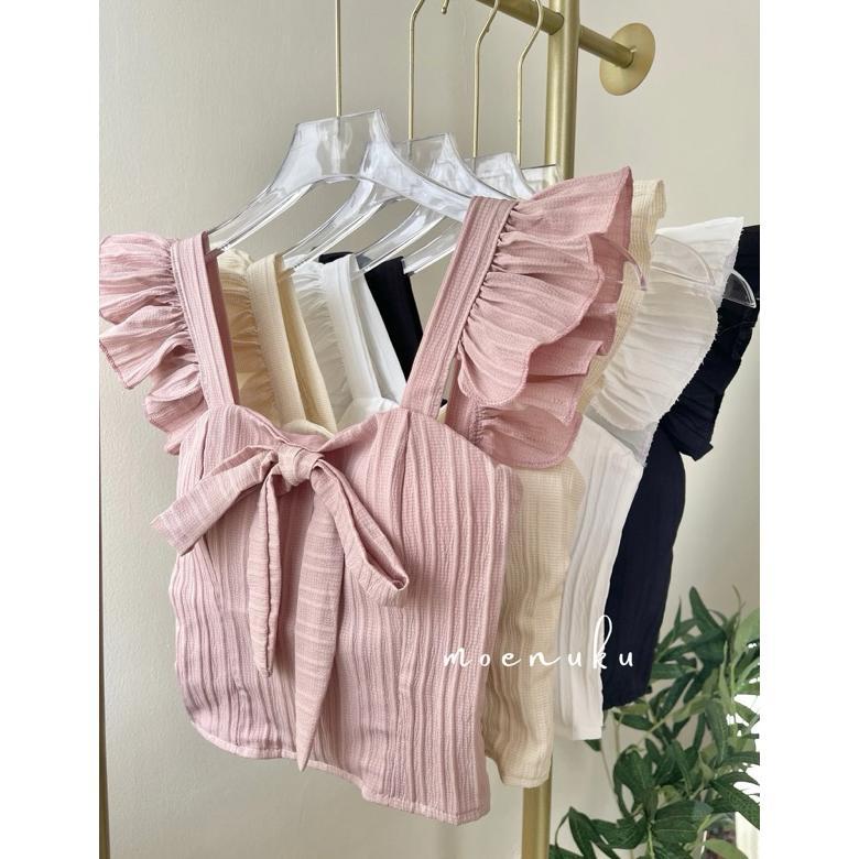 Termurah  Slim Only  Tanktop Simpul Pita Tanktop Crop Top Tanktop Seksi Tanktop Wanita