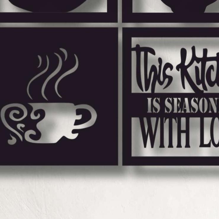 3D Hiasan Dinding Dapur Aestetik 4 Panel Kitchen Wall Decor