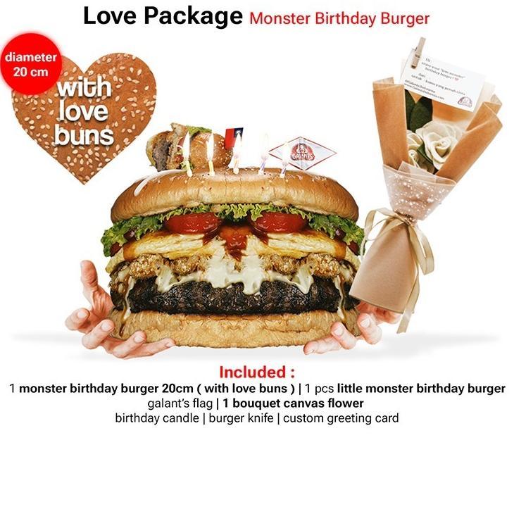 Love Monster Birthday Burger 20cm (Birthday Cake Aesthetic)
