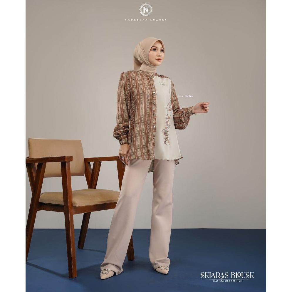 Bergaransi [Bisa Cod] Selaras Blouse Nadheera Luxury Rayon Premium Blus Atasan Wanita Kemeja Batik N
