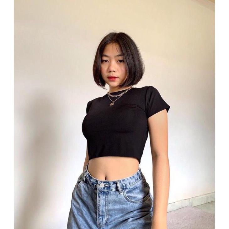 Termurah  Crop Top Double Layer Jersey Korea