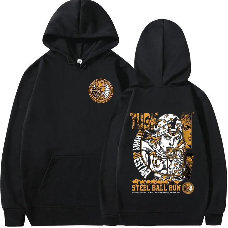 Anime Jojo Bizarre Adventure Hoodies Johnny Joestar STEEL BALL RUN Manga Graphic Sweatshirts Men's L