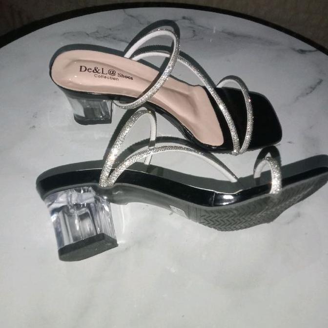 DV328 >> sendal heels wanita cantik dns 36 HK kaca 5cm