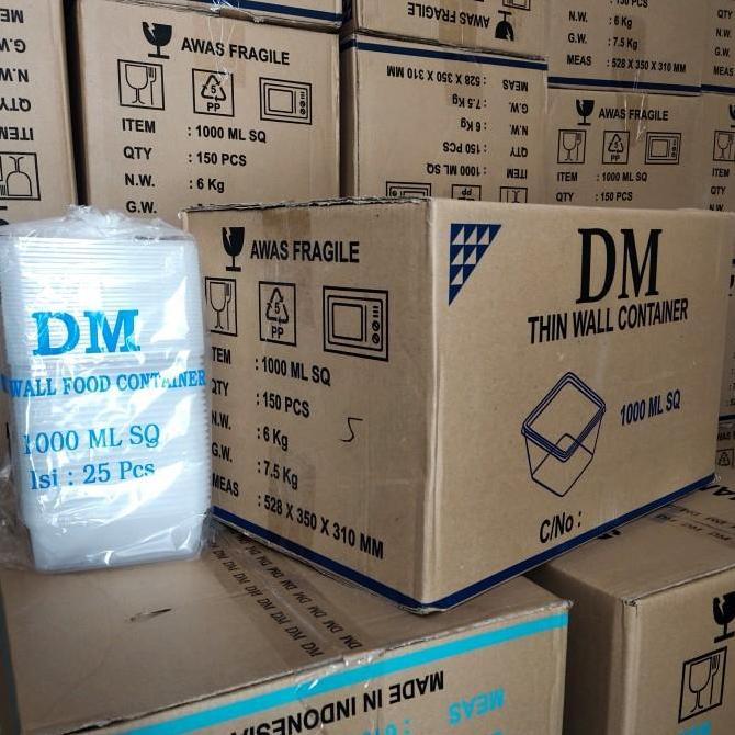 Thinwall Square 1000 Ml Sq - 1000Ml Sq Persegi - 150 Pcs