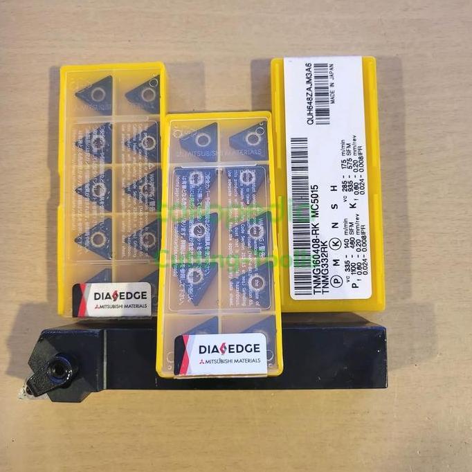 QANTASH PAKET BUBUT 30 PCS TNMG 160408 MITSUBISHI FREE HOLDER 20MM INSERT TNMG