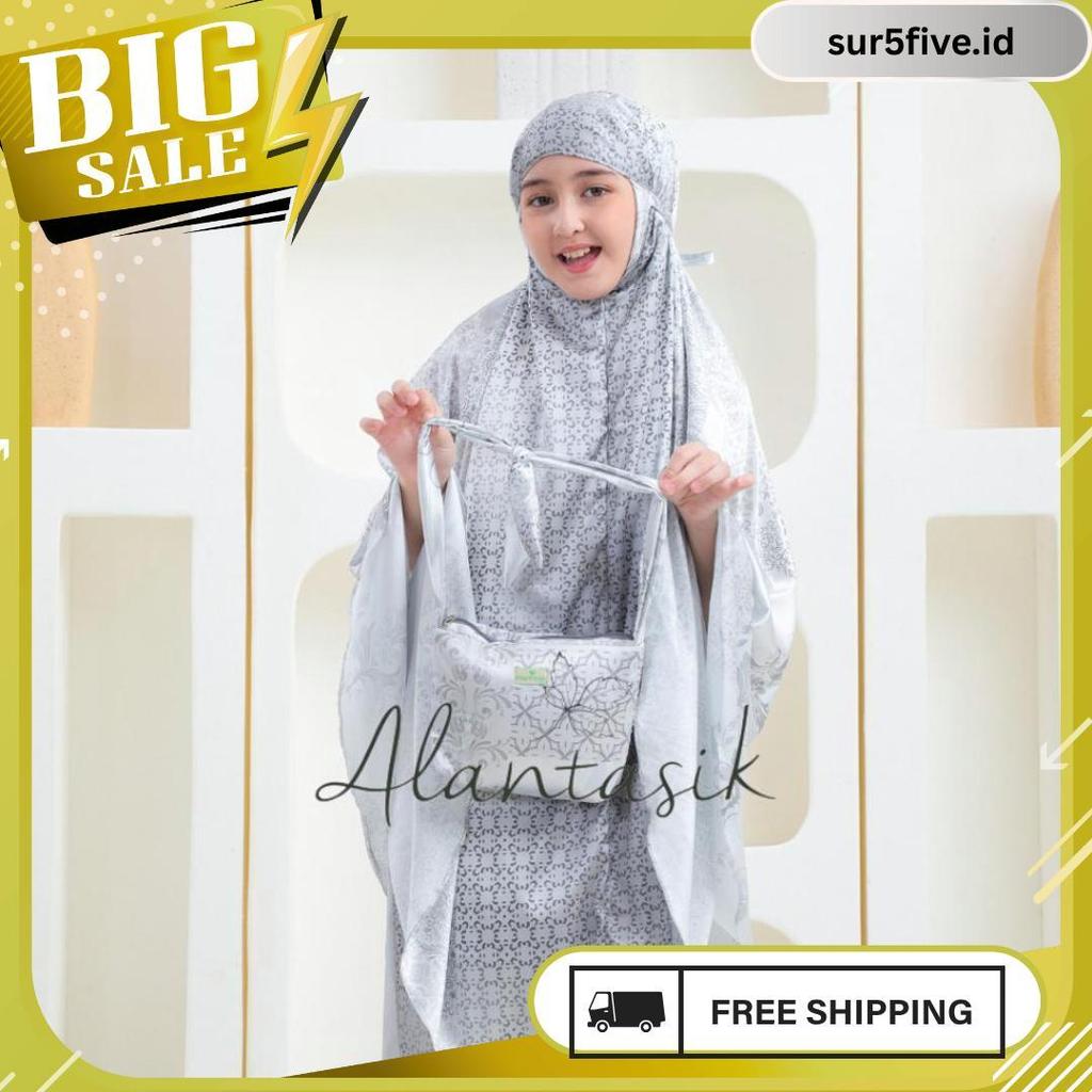 Mukena Anak 2 In 1  Armani Satin Silk  Motif Cantik Sd Kisaran 8,9,10,11,12,13 14 15 Tahun Meledak