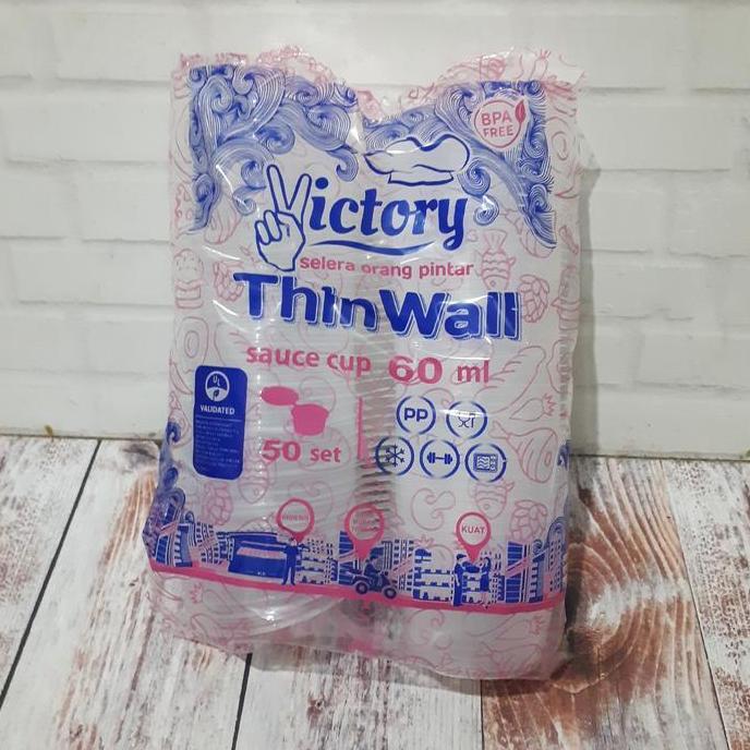 Victory Thinwall Cup Sambal Saos Puding 60Ml Tutup Sambung Bkn Dm