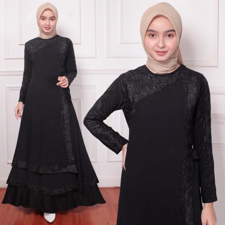 MF - Gamis Abaya Bordir Hitam s - Abaya Arab s - Gamis Abaya s - Abaya Simple Bordir Senada - Gamis 