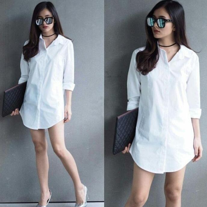 Termurah / Hot Sale Hana Kemeja Wanita Basic Polos Panjang Cewek Cantik