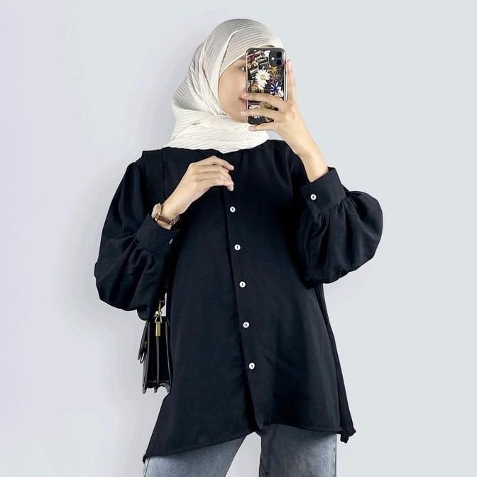Termurah / Hot Sale Kemeja Polos Bahan Shakila Lengan Panjang / Baju Atasan Wanita Termurah Dan Terb