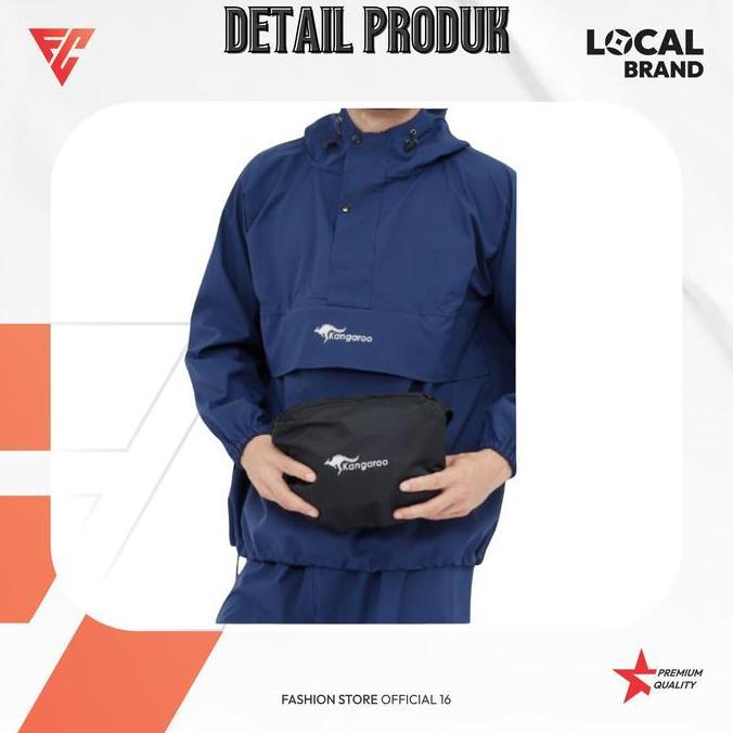 Jaket Jas Hujan Pria Wanita Dewasa Satu Setelan Kangaroo Waterproof