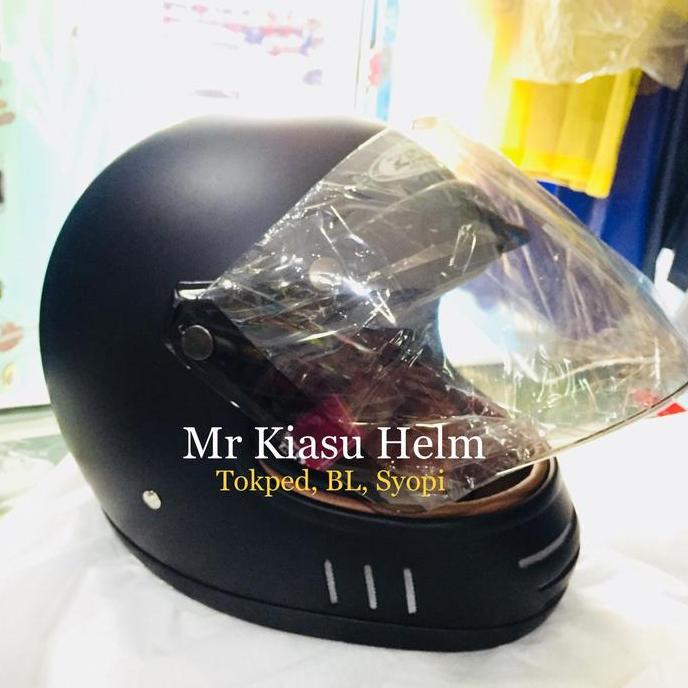 helm cakil zeus 816 816C black glossy helm retro klasik harley visor