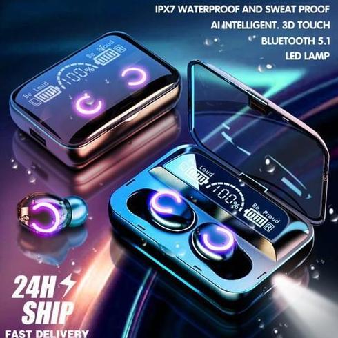 F9 Headset Bluetooth 5.0 Earphone Wireless TWS 9D Stereo Sentuhan