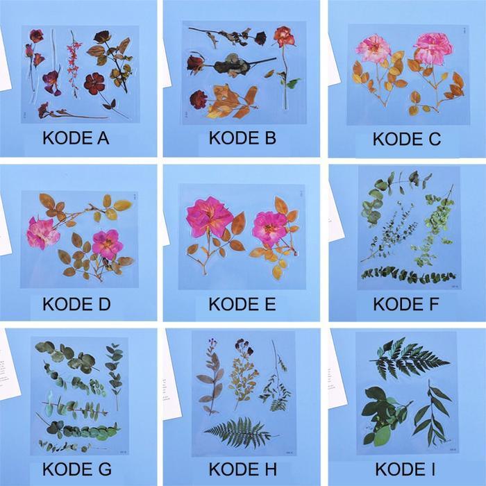 (Promo) Sticker Resin Besar Transparan Bunga & Daun Clear Stiker Isian Topping Filler Coaster Hiasan