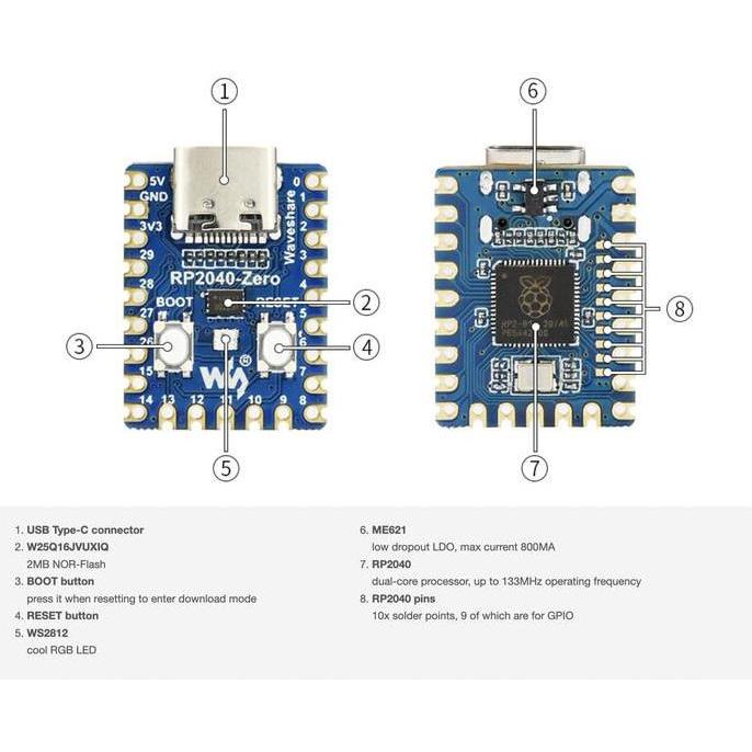 Raspberry Pi Pico Like Zero RP2040 Mini Version RP2040-Zero