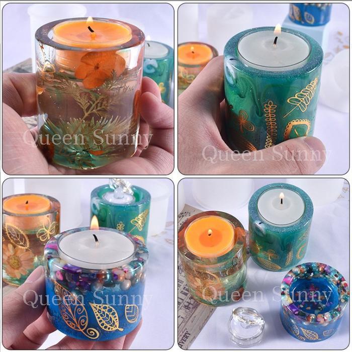 (Ready) Cetakan Tempat Lilin Candle Holder Bulat Silinder Tabung Mold Resin Bahan Silikon Mould Sili
