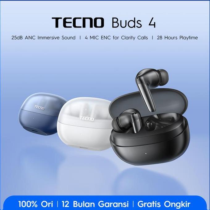 BOMRANSIT_1 - TECNO TWS 4 - 28 HOURS BATTERY LIFE, DUAL MIC ENC, ANC NOISE CANCELLATION, ERGONOMIC D