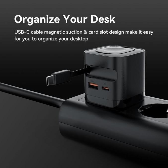 Inerhappy- Kiip Wh30 3In1 Adapter Fast Charger Gan 35W Retractable Cable Built In Magnetic Wireless 