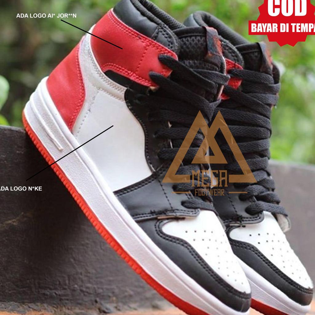 Sepatu Casual Sneakers Pria Sepatu Santai Sepatu Sekolah Kerja Kantor Sepatu Basket Merah Putih Hita