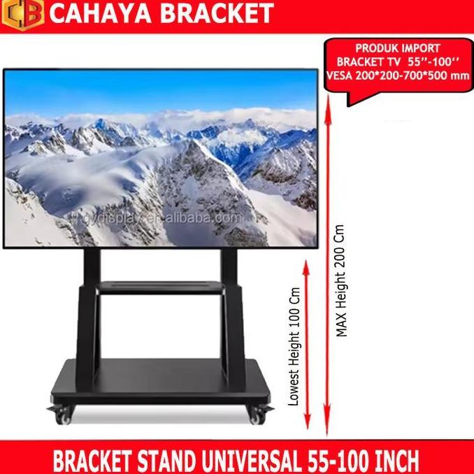 TERBARU - Bracket standing Tv 55-85 Inch Stand Dengan Roda bracket tv Meja Tv