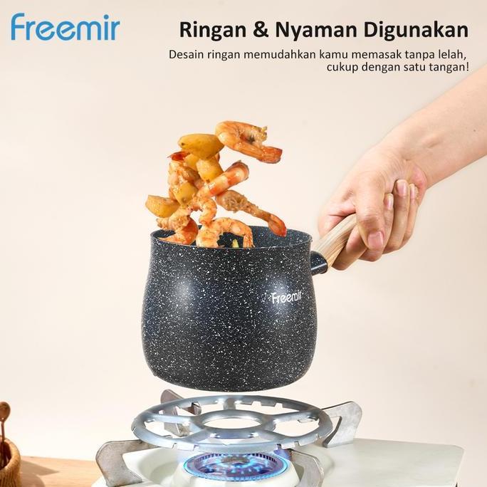 [Special Crehom] freemir Panci Mini Gemoy MPASI 12cm Bahan Batu Granit Cekung Wajan Anti Lengket Per
