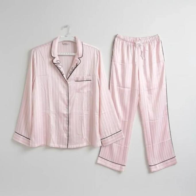 Victoria Secret Glazed Satin Long Pajama Set Original Piyama Baju Tidur Dan Santai Wanita