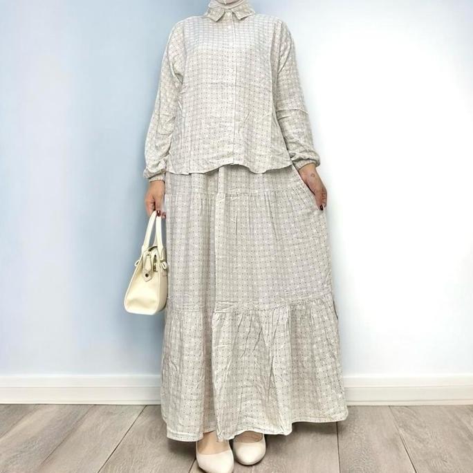 Kanaya Set Rok Motif By Tarisaa.id ~ Stelan Rok One Set Motif Wanita Dewasa Kekinian Terbaru Baju Ka