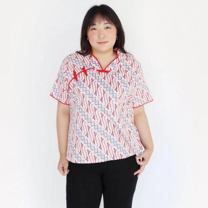 Termurah / Hot Sale Baju Imlek Cheongsam Blouse Batik Wanita Cewek Bigsize Jumbo Hamil Cny