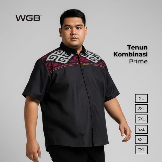 KEMEJA TENUN KOMBINASI PRIA BIG SIZE SPECIAL COLLECTION XXL - PRIME SERIES