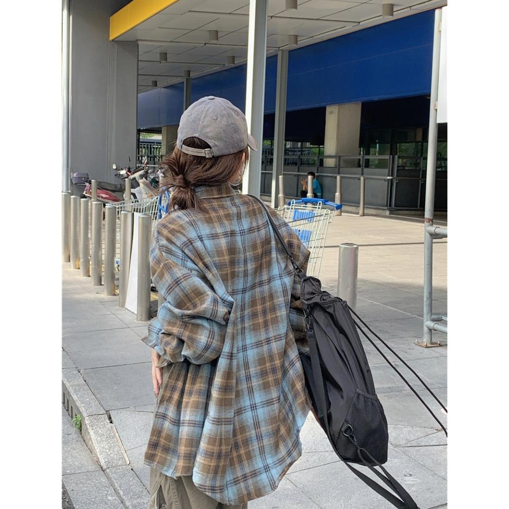 DISKON 2TOYOUNG KEMEJA KOTAK-KOTAK BIRU WANITA, TUNIK LONGGAR MUSIM PANAS, ATASAN PELINDUNG SINAR MA