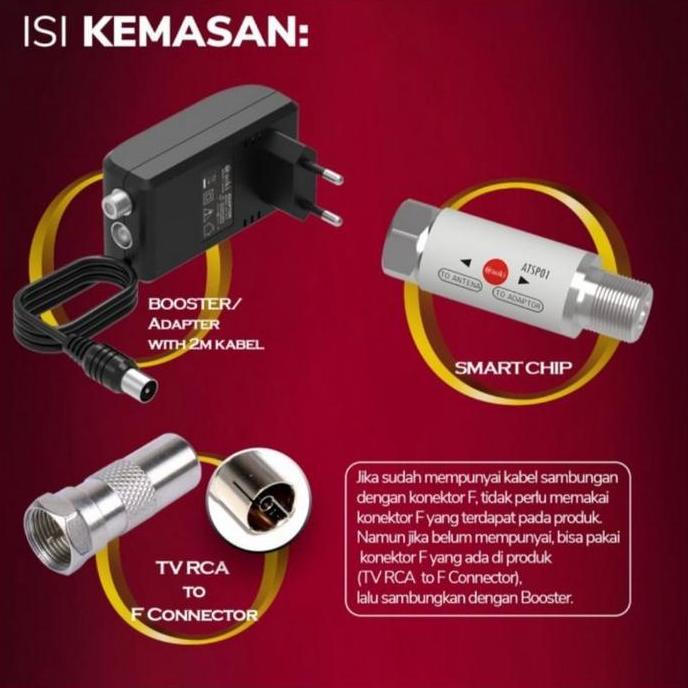 Booster Antena Penjernih TV Splitter untuk 2 TV ATV01