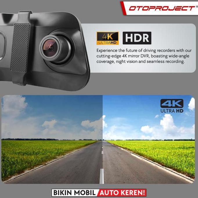 Otoproject - Dashcam Mirror Visio Dashcam + Rear Full HD | Kamera Mobil Spion Layar 10" Touchscreen