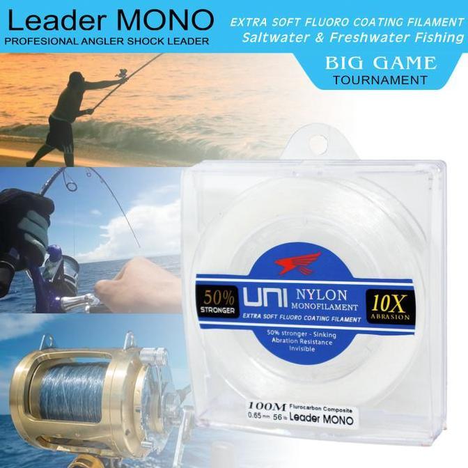 BEBAS ONGKIR - Falcon Senar Leader MONO Uni 100 Meter Extra Soft Fluorocarbon Coating Tahan Gesekan 