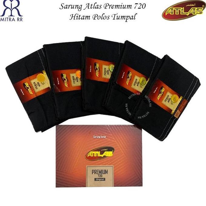 Disiniaja- Sarung Atlas Premium 720 Original Hitam Tumpal | Sarung Tenun Dewasa Hitam Polos Premium