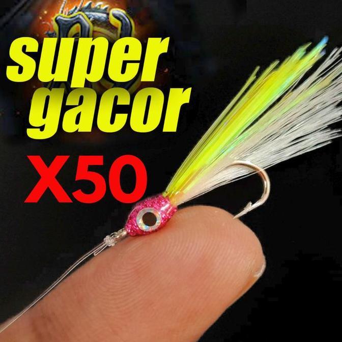 50 Buah Umpan Pancing Mata Kail Sabiki Super Gacor Untuk Memancing Ikan Baby GT Kembung Selar Kotrek