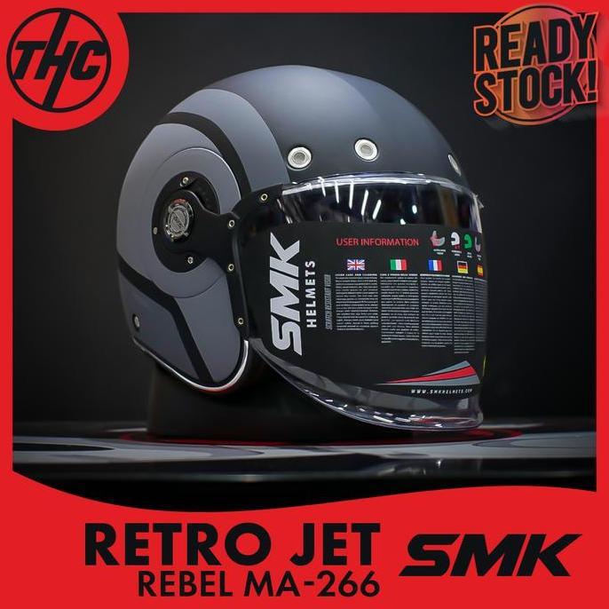 NEW HELM SMK RETRO JET REBEL MATTE HALF FACE HELMET SMK