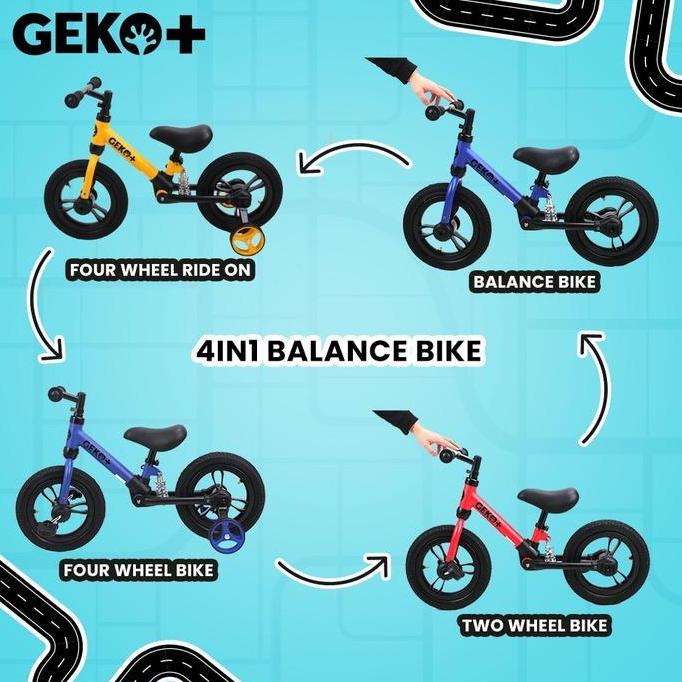 Geko+ 4 in 1 balance bike sepeda anak