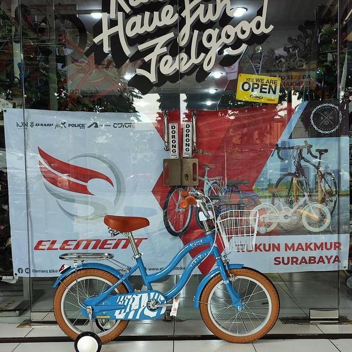 TERMURAH - Element Kids Bike Tiramisu With Brown Tires - Kid Bicycle With Front Basket / Rear Carrie