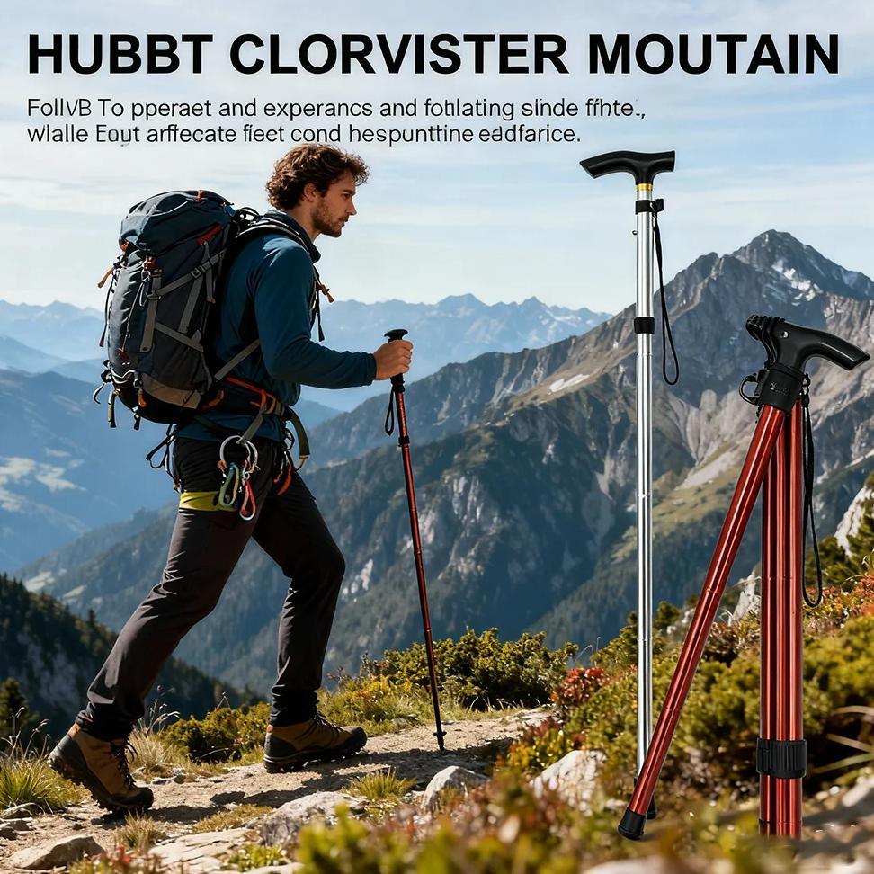 1Pc 1-Second Extension, Foldable Trekking Pole - Ultra-Light Telescopic Walking Stick, Small Size, E