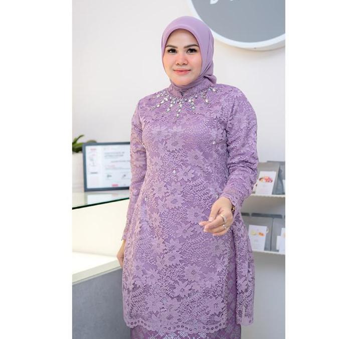 AI175 }} Kebaya Cellyn Sanghai Payet | Kutubaru Full Burkat Mewah | Kebaya Lamaran Wisuda Modern Ata