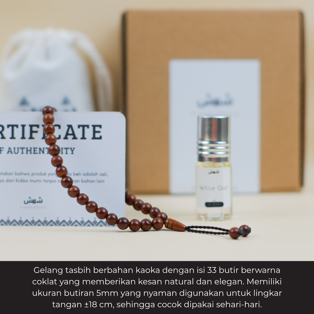 Gelang tasbih Pria Wanita Kaoka Kaukah 33 Butir Bulat PREMIUM SYAMS KOKKA bersertifikat asli Kaokah