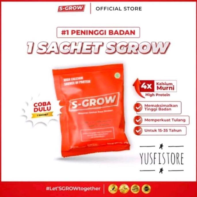 Sgrow 1 SACHET S Grow Peninggi Badan 100% Peninggi Badan High Calsium Tinggi Badan