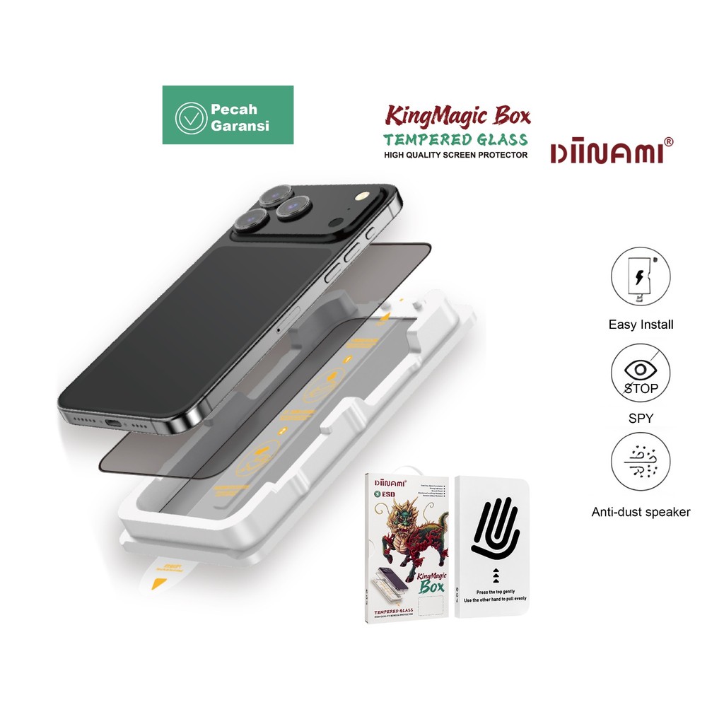 DIINAMI KINGMAGIC BOX Tempered Glass SPY / PRIVACY Screen Protector for iPhone X XR XS 11 12 13 14+