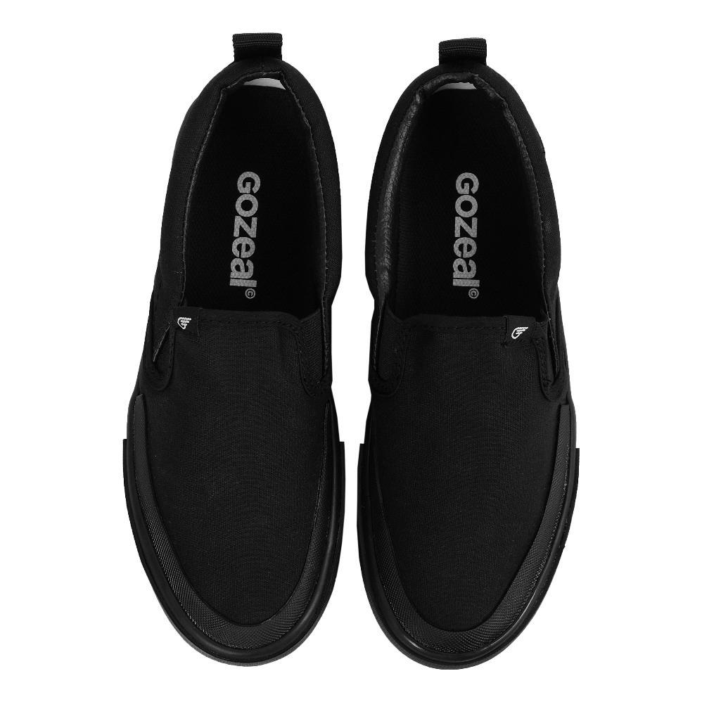 NEW Gozeal | Sepatu Slipon Nobu Full Black Kanvas Vulkanisir