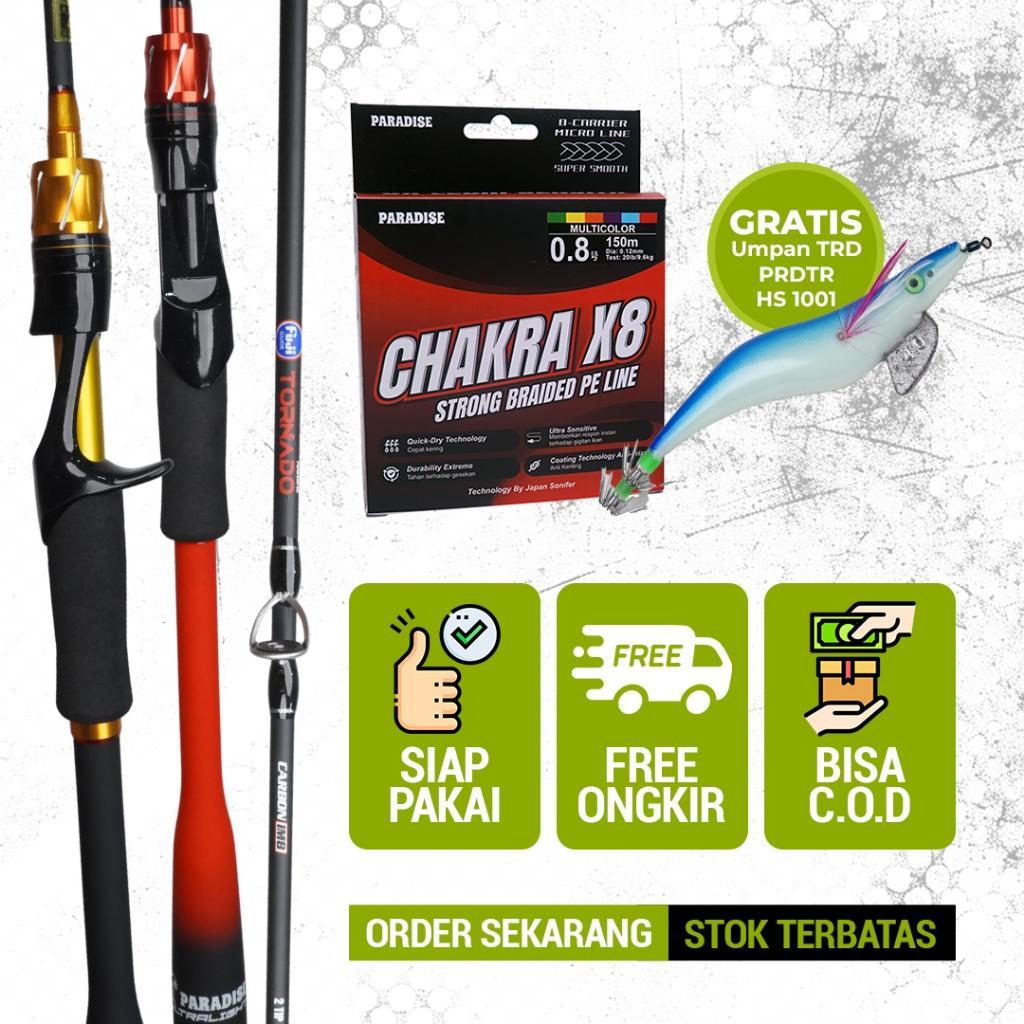 Joran Ultralight Paradise Ul + Senar Pe Chakra X8 [Free Ump Trd Prdtr Hs-1001-1M Fbr Lrg No 3] Set P