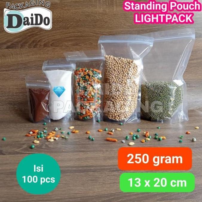 Standing Pouch LIGHTPACK 250gram 13x20 cm Plastik Klip Bening ISI 100
